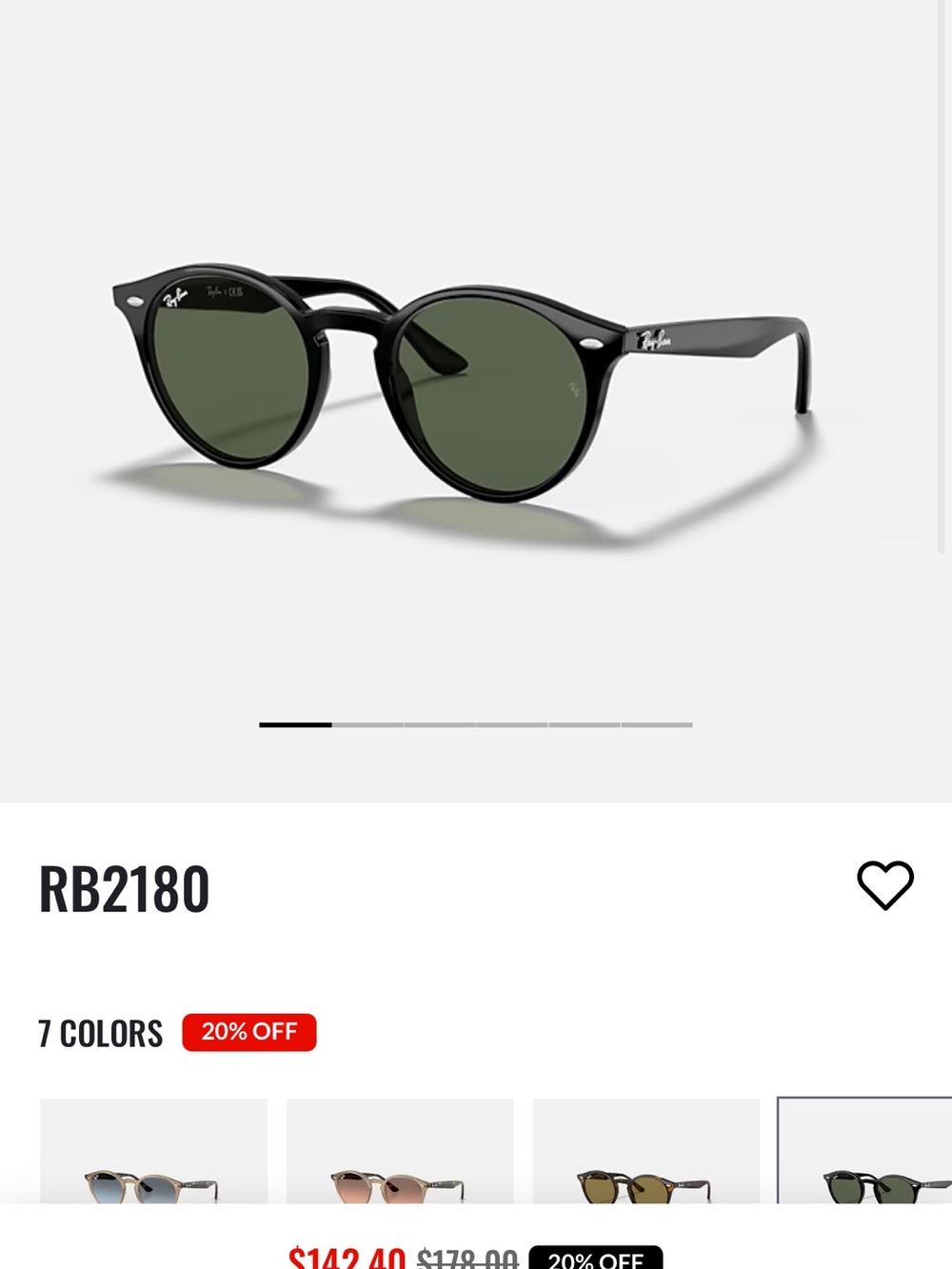 Ray-Ban Black Round Frame Sunglasses - Picture 6 of 6
